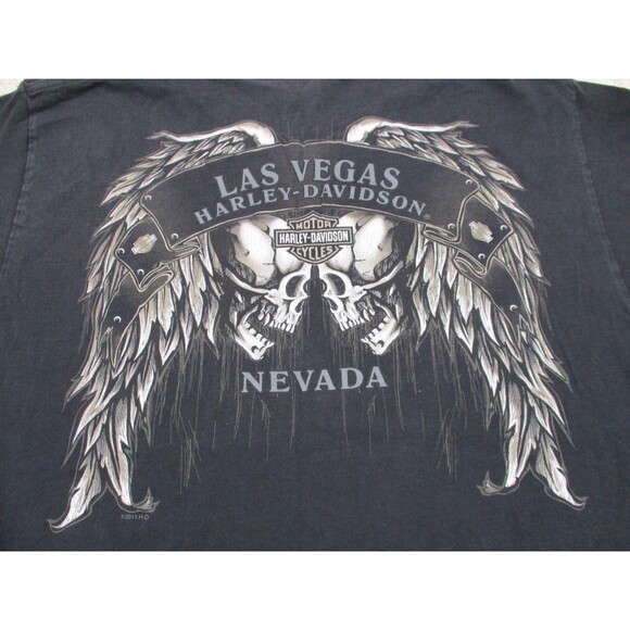 Harley Davidson Shirt Men Large Black Las Vegas Nevada Biker Motorcycle Mechanic - Picture 2 of 11